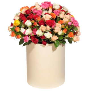 Mixed roses in a hatbox | Flower Delivery Kamensk-Uralsky