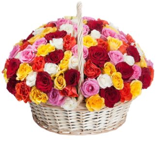 51 colorful roses in the basket | Flower Delivery Kamensk-Uralsky